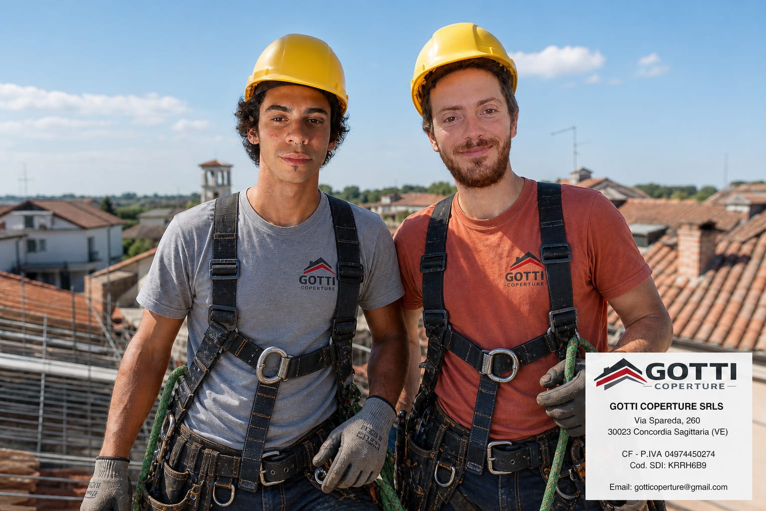 La squadra Gotti Coperture in cantiere
